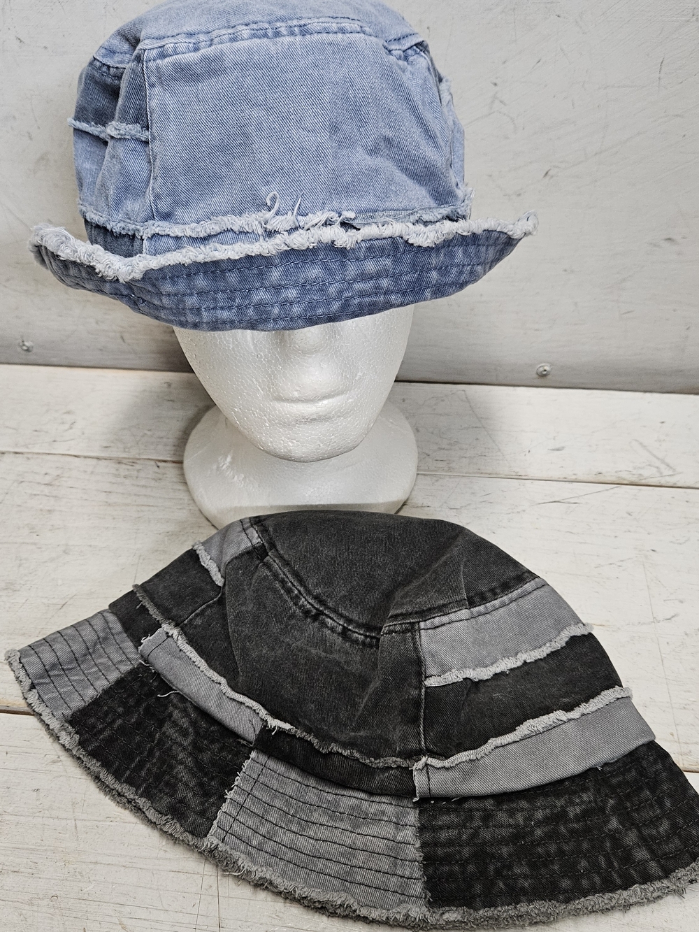 2 D&Y DAVID and YOUNG Patchwork Bucket Hats One Size Womens Kids Smaller Size